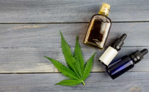 Cannabis Leaf and Cannabis Tincture Bottles