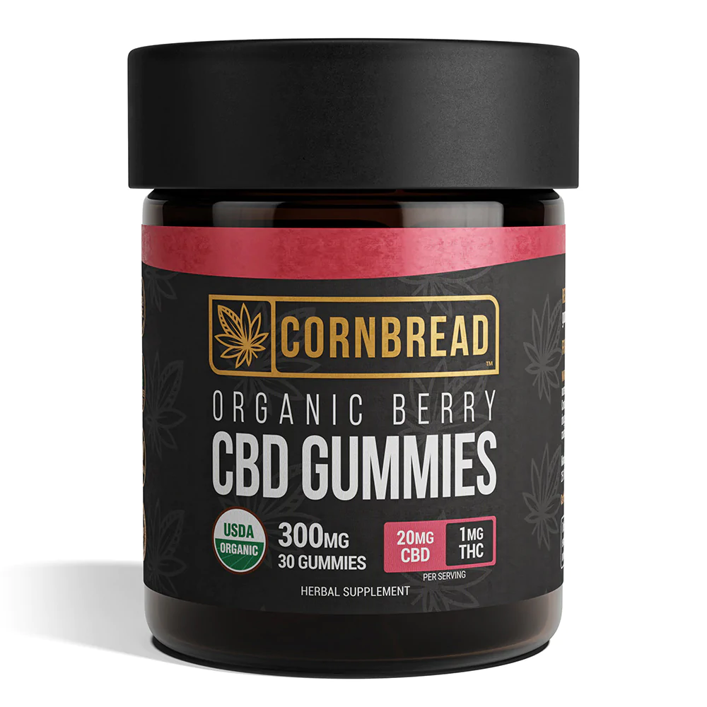 Cornbread Hemp – USDA Certified Organic Full Spectrum CBD Gummies (available in 300 mg or 1500 mg strength)