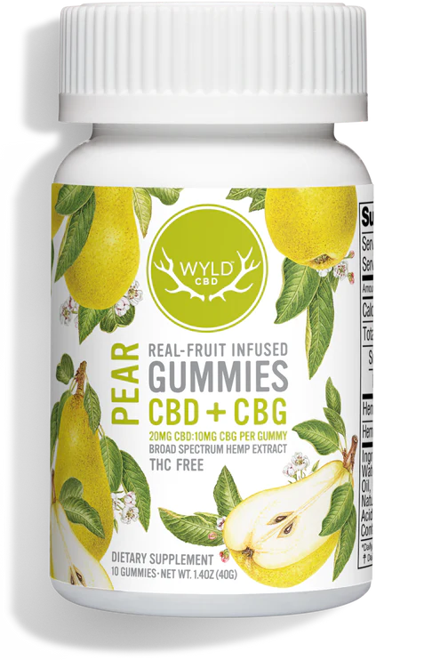 Pear Gummies THC FREE 20mg CBD + 10mg CBG